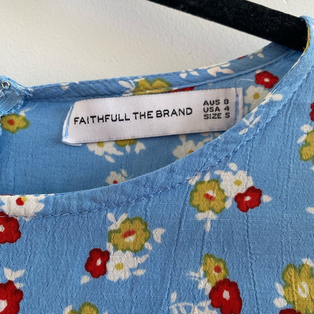 Faithfull The Brand Blue Erin Ditsy Floral Print Midi Dress Size 4 (Small) - Picture 5 of 12
